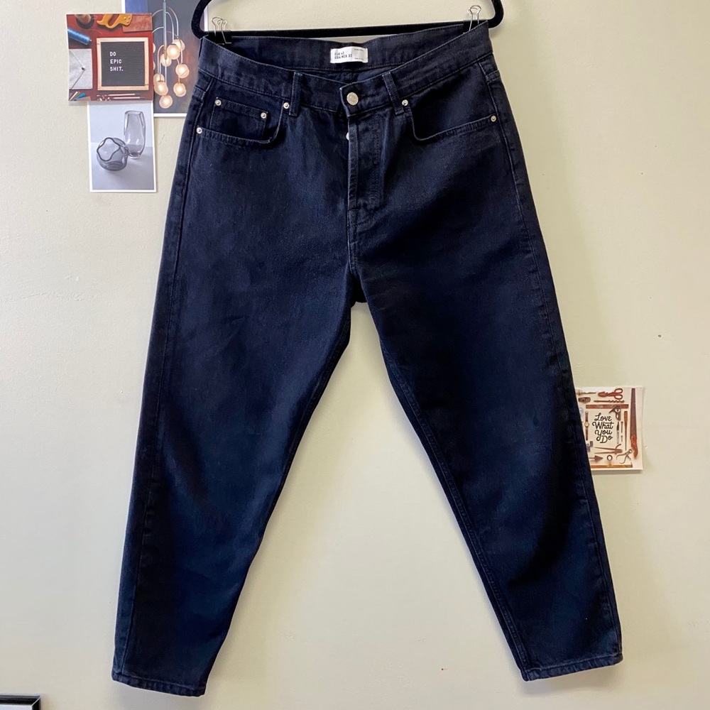 ZARA Mens Black Washed  Carrot Fit Jeans NWOT